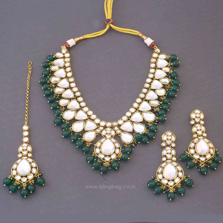 Emerald Divita Kundan Jewellery Set