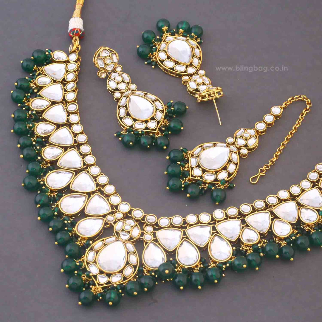 Emerald Divita Kundan Jewellery Set