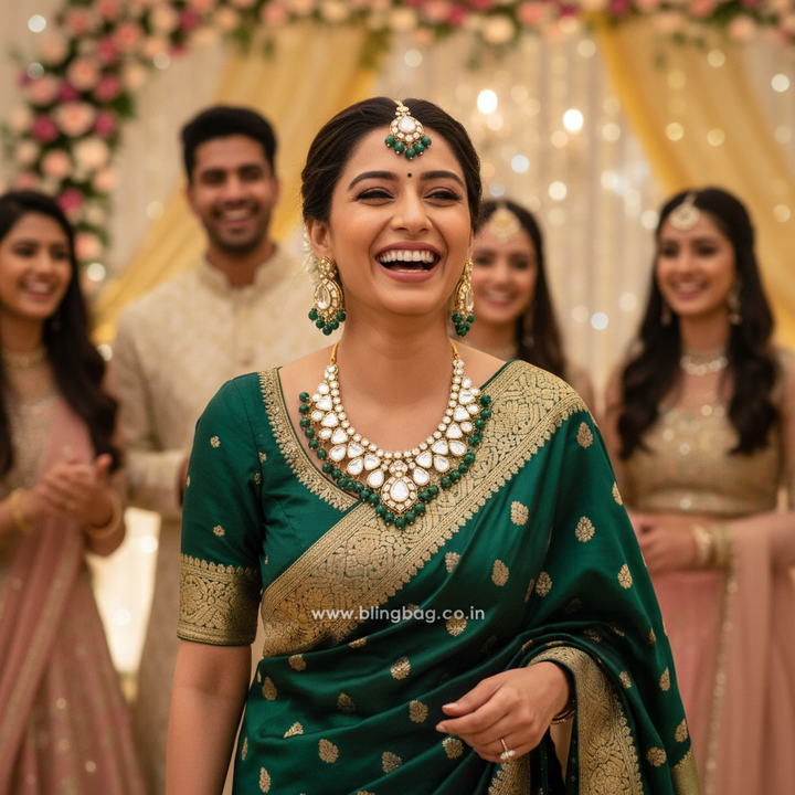 Emerald Divita Kundan Jewellery Set