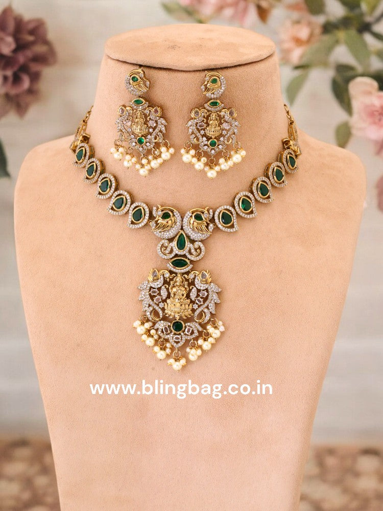 Emerald Durja Temple Jewellery Set - New Arrival