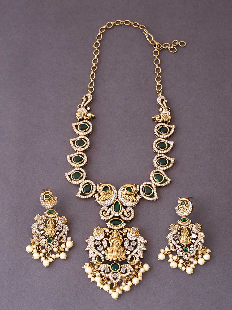 Emerald Durja Temple Jewellery Set - New Arrival