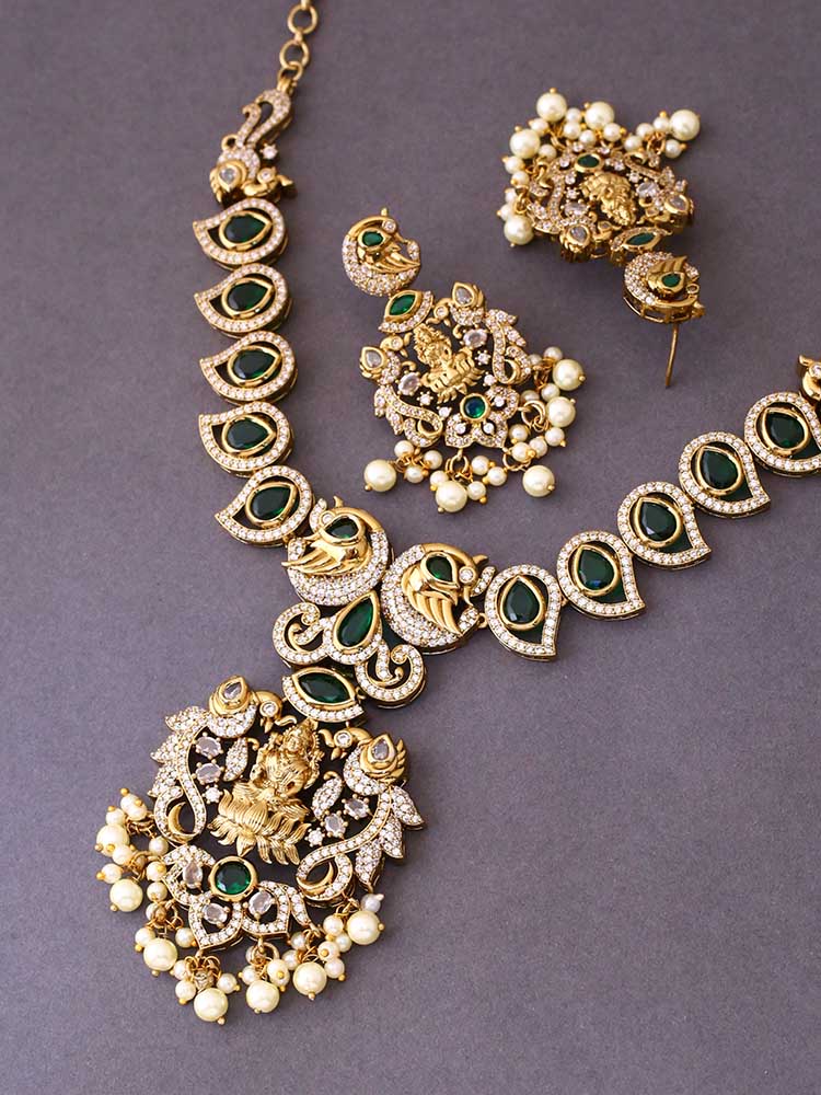 Emerald Durja Temple Jewellery Set - New Arrival