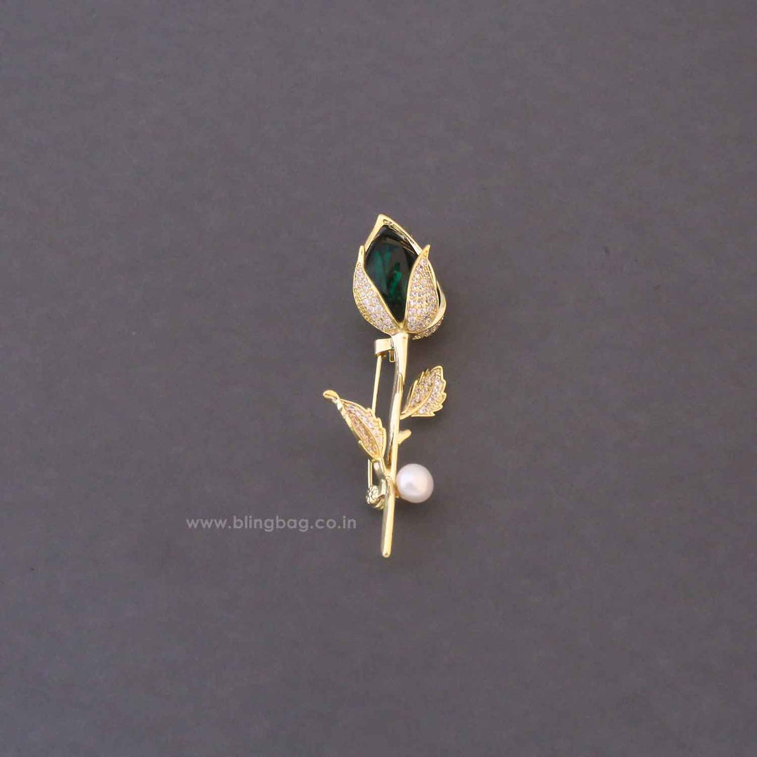 Emerald Dusky Rose Brooch