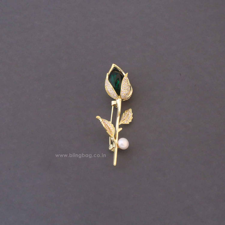 Emerald Dusky Rose Brooch