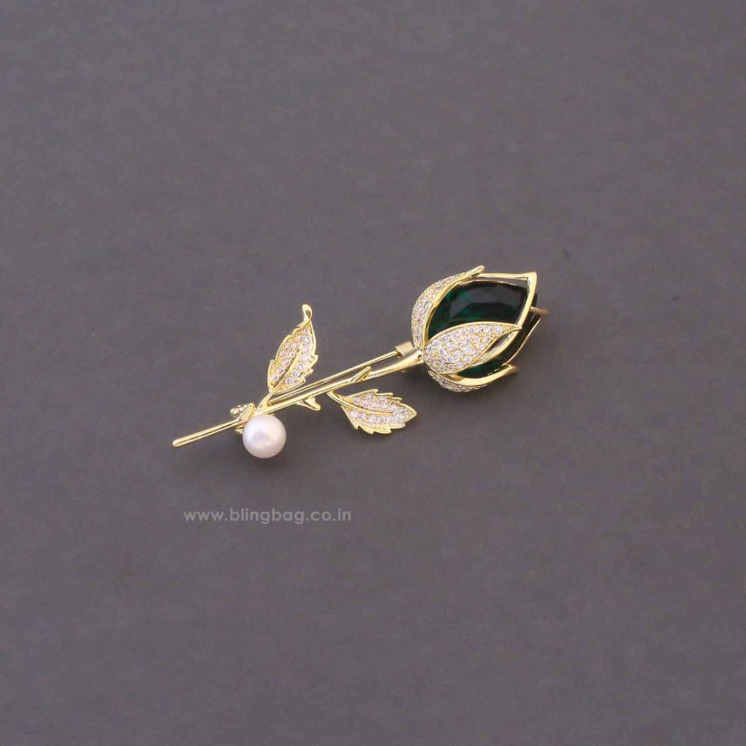 Emerald Dusky Rose Brooch