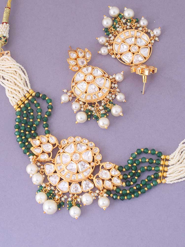 Emerald Ekantika Kundan Jewellery Set