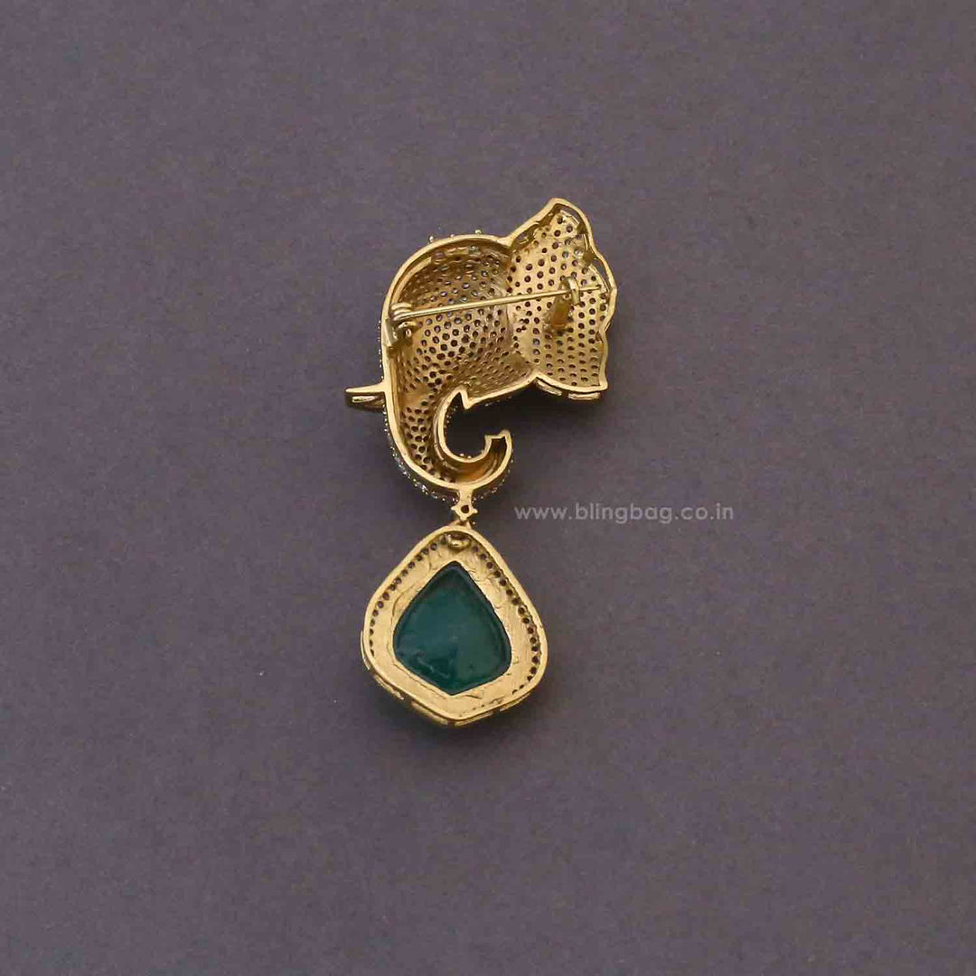 Emerald Elephant Drop Brooch