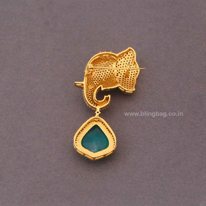 Emerald Elephant Drop Brooch