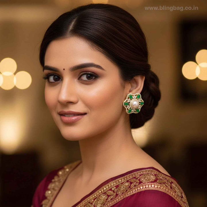 Emerald Erisaa Zirconia Studs