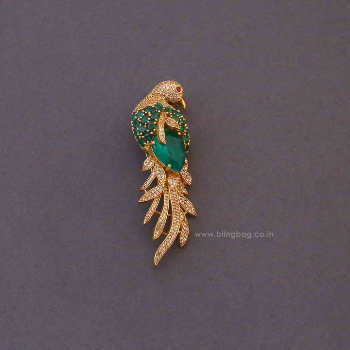 Emerald Feather Brooch