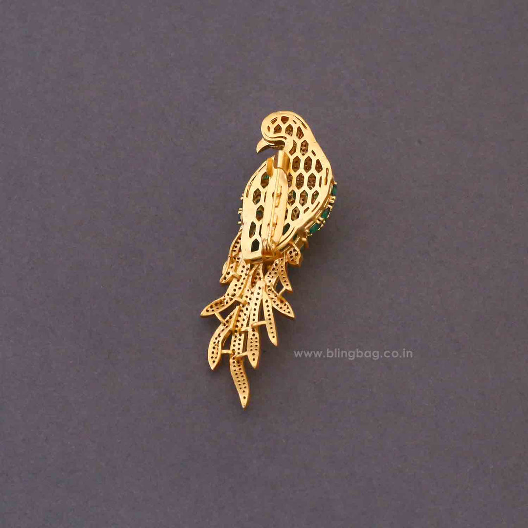 Emerald Feather Brooch