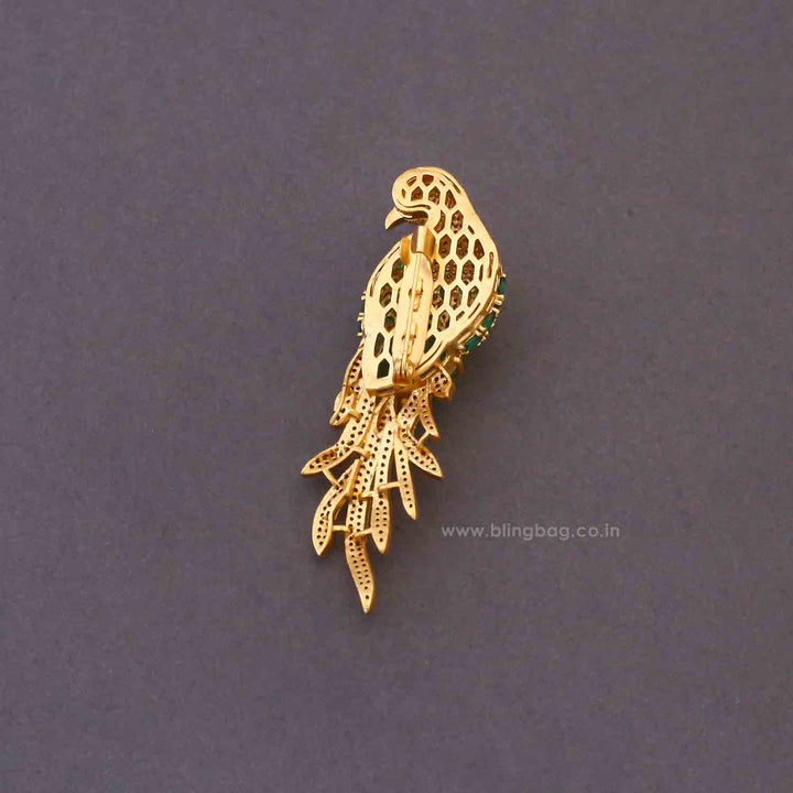 Emerald Feather Brooch