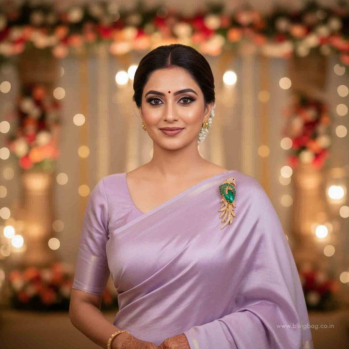 Emerald Feather Brooch