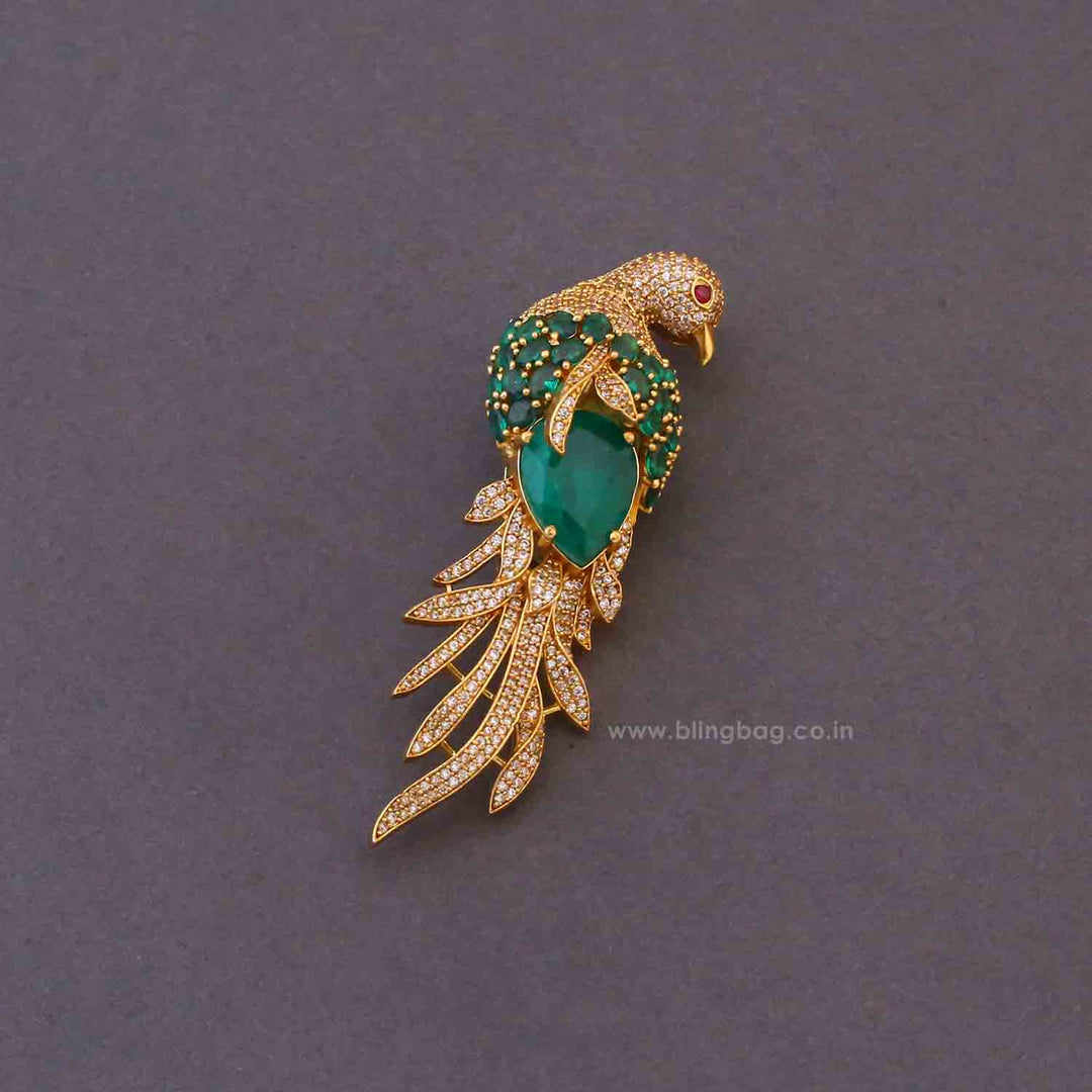 Emerald Feather Brooch