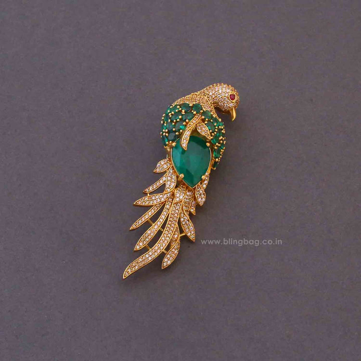 Emerald Feather Brooch