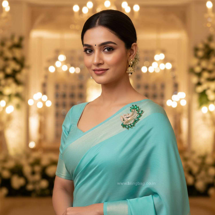 Emerald Feather Peacock Brooch