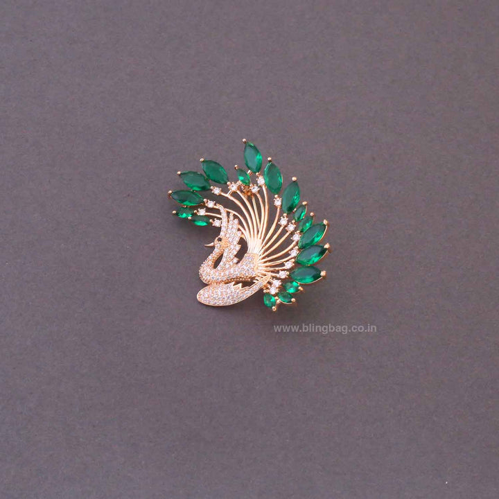 Emerald Feather Peacock Brooch