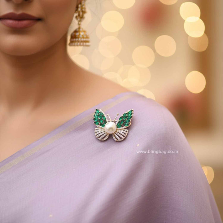 Emerald Flutter Brooch