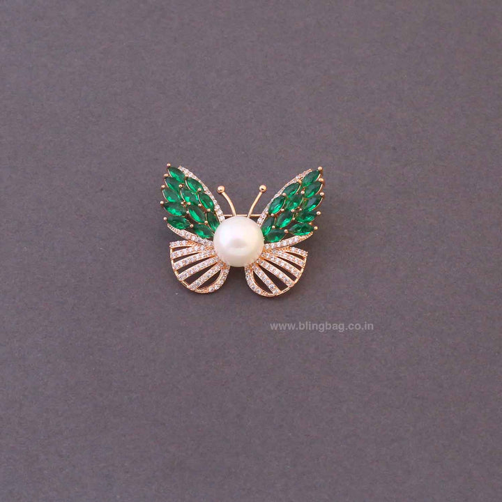 Emerald Flutter Brooch