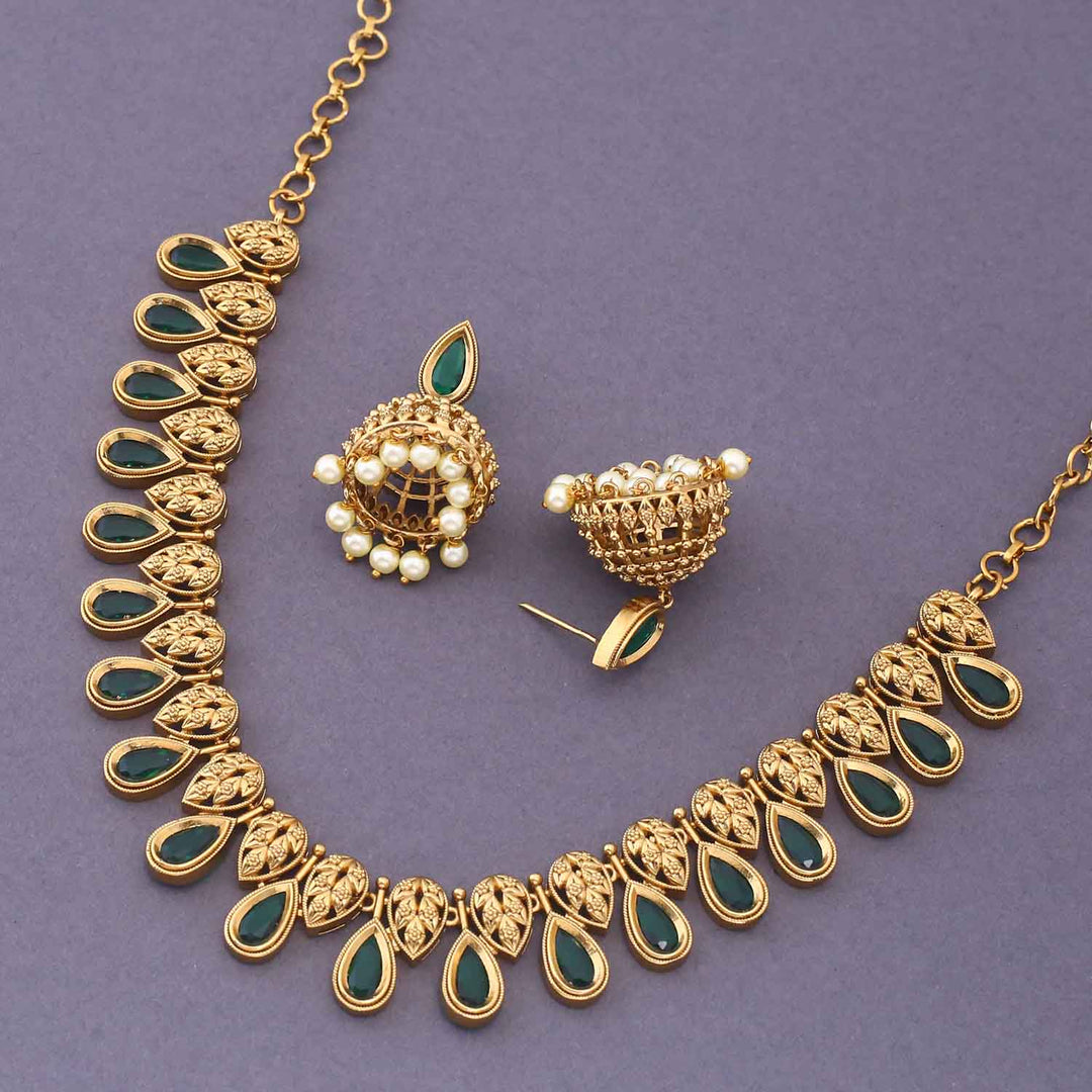 Emerald Garvitha Antique Jewellery Set - New Arrival