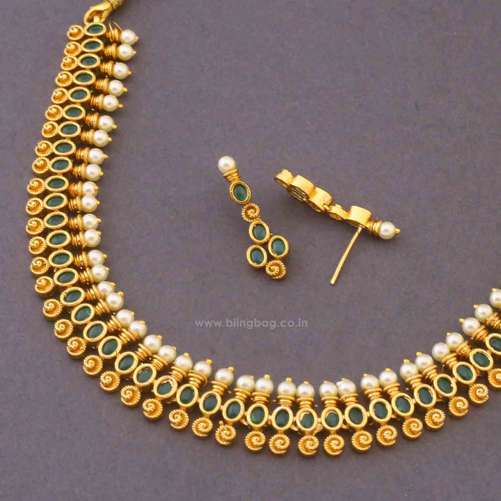 Emerald Geetanjali Antique Jewellery Set - New Arrival