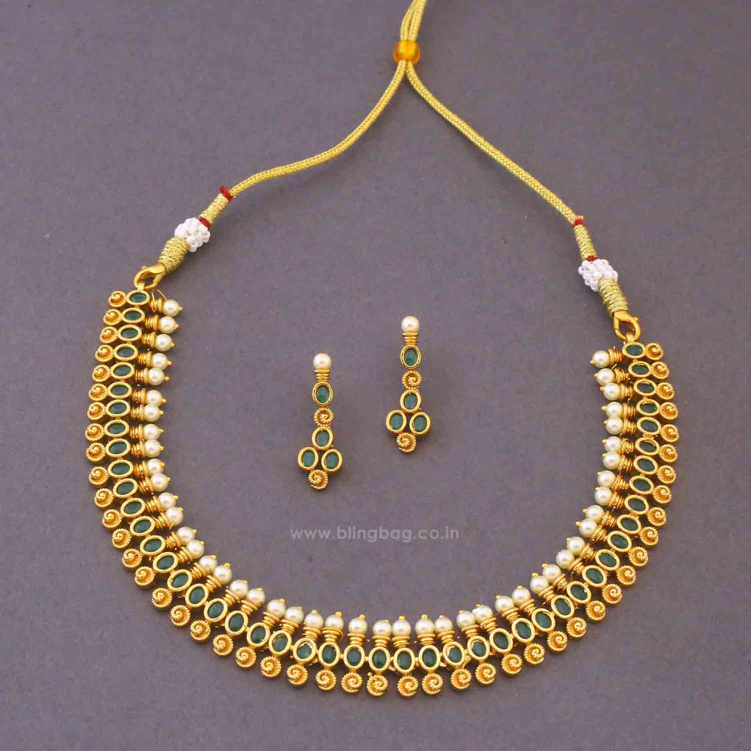 Emerald Geetanjali Antique Jewellery Set - New Arrival