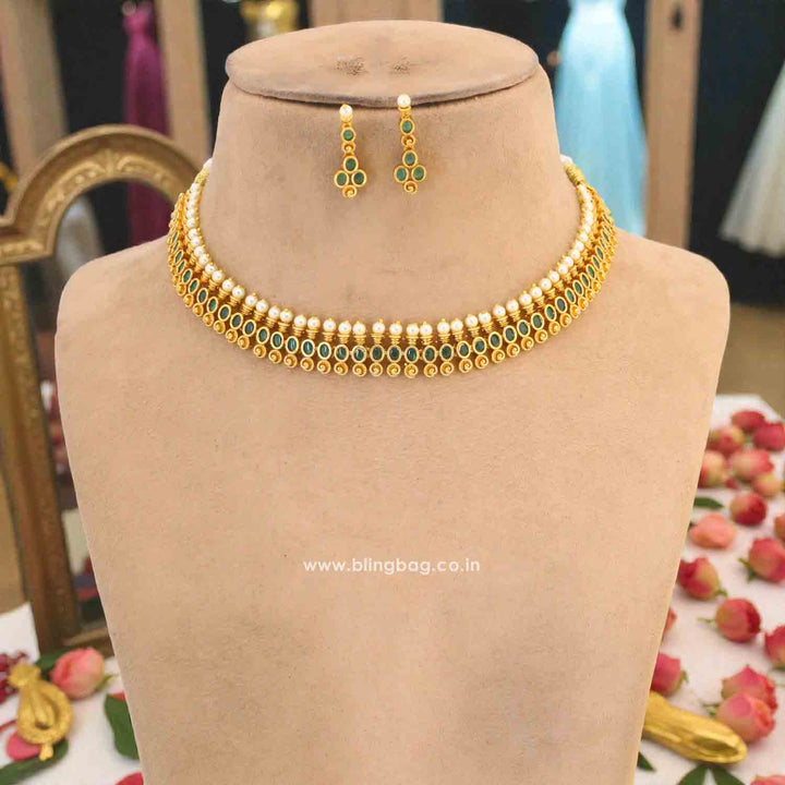 Emerald Geetanjali Antique Jewellery Set - New Arrival