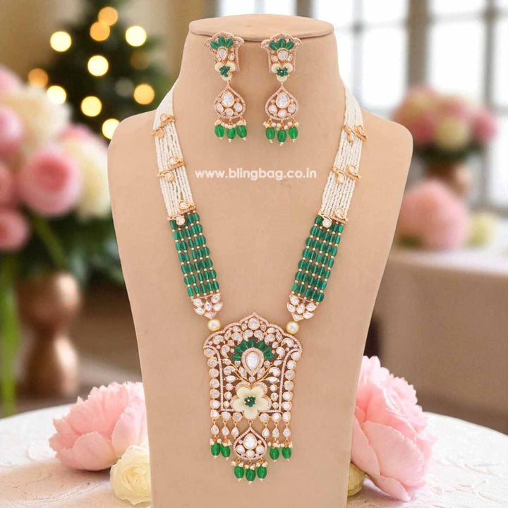 Emerald Geona Kundan Jewellery Set