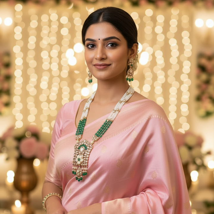 Emerald Caric Kundan Jewellery Set - EOSS