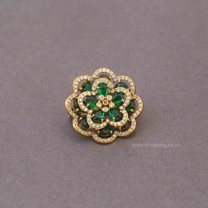 Emerald Gerbera Daisy Brooch