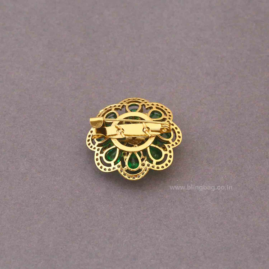 Emerald Gerbera Daisy Brooch