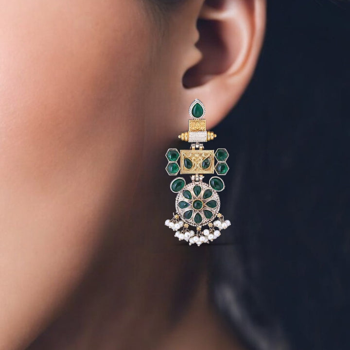 Emerald Girisa Oxidised Danglers