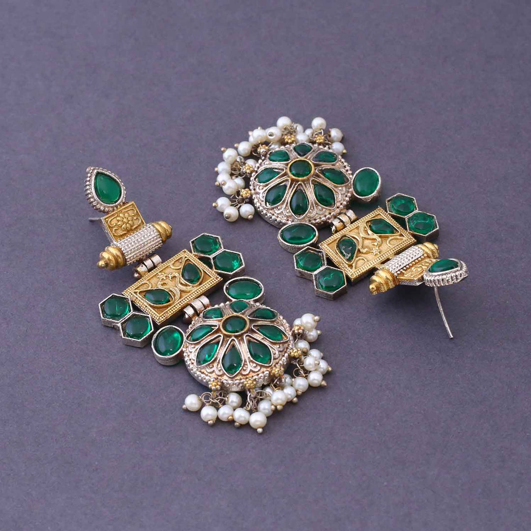 Emerald Girisa Oxidised Danglers