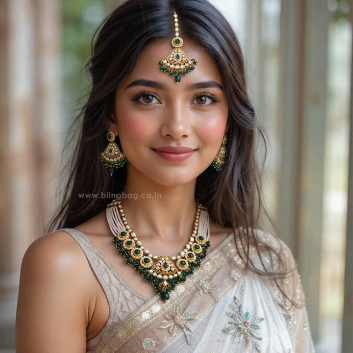 Emerald Gitanjali Kundan Jewellery Set