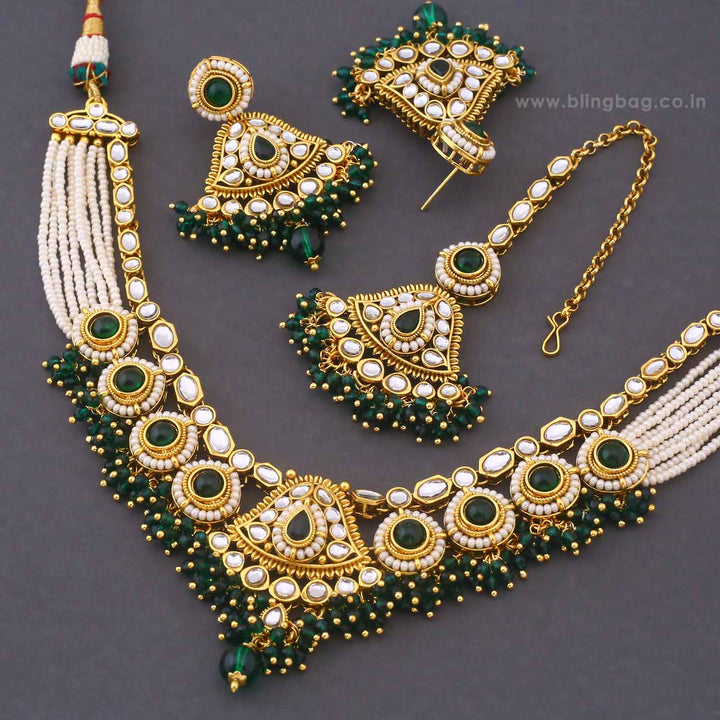 Emerald Gitanjali Kundan Jewellery Set