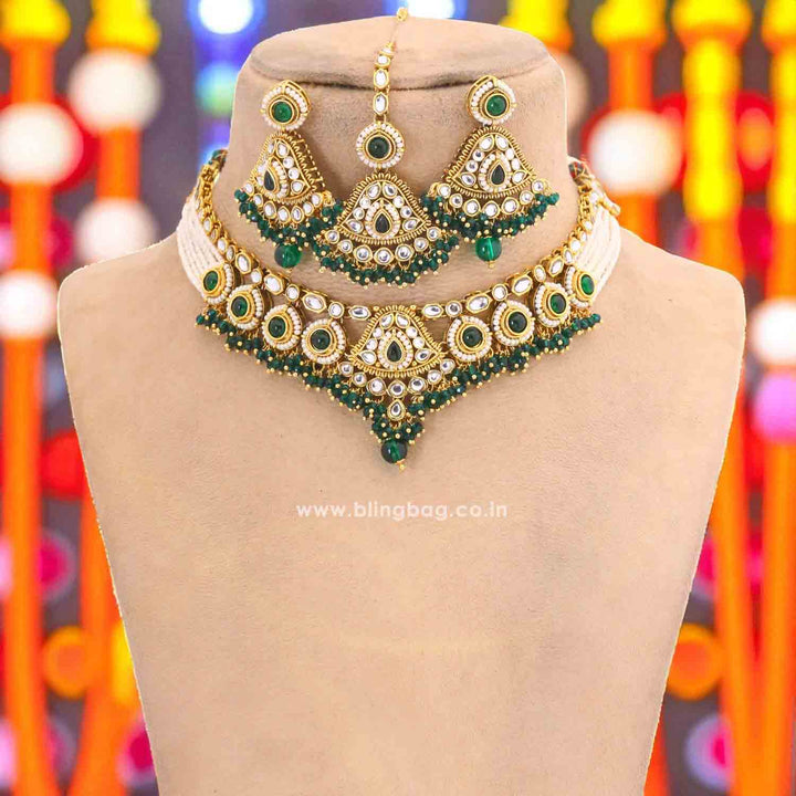 Emerald Gitanjali Kundan Jewellery Set