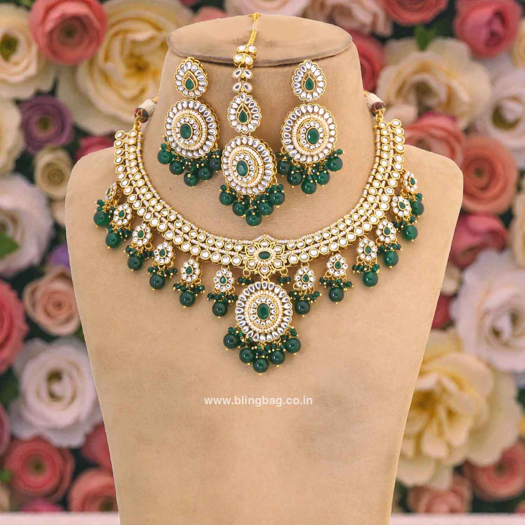Emerald Grishma Kundan Jewellery Set
