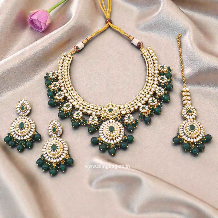 Emerald Grishma Kundan Jewellery Set