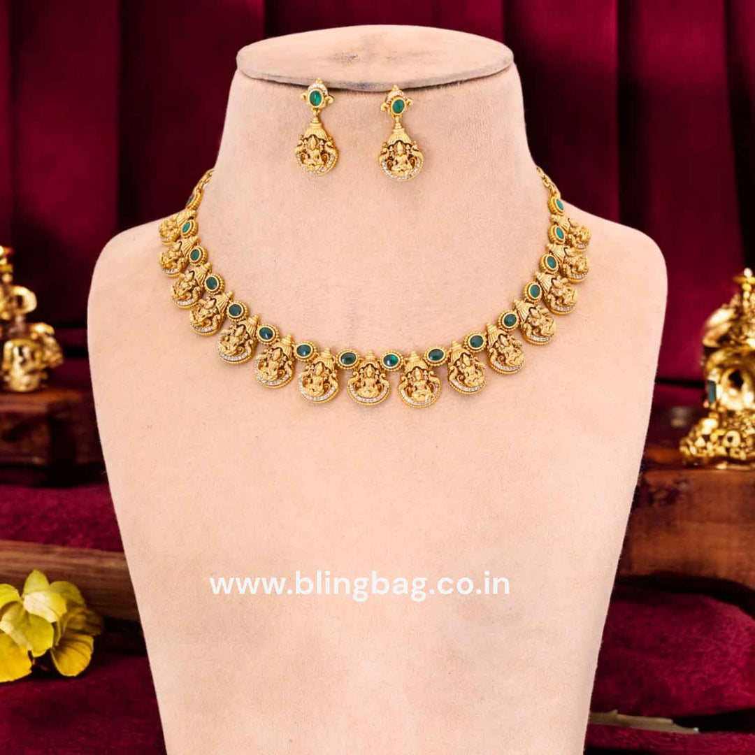 Emerald Gyanadhatri Temple Jewellery Set- New Arrival