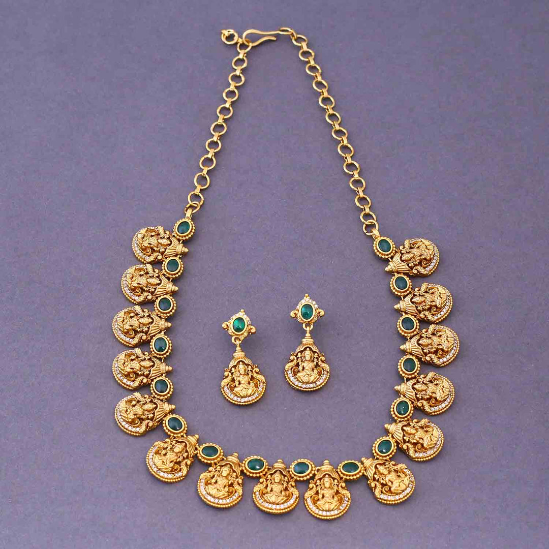 Emerald Gyanadhatri Temple Jewellery Set- New Arrival