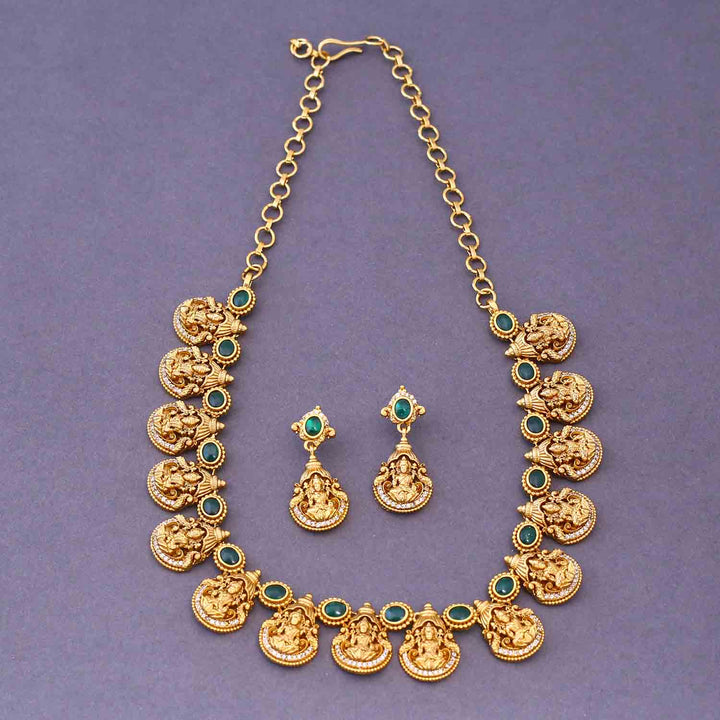 Emerald Gyanadhatri Temple Jewellery Set- New Arrival
