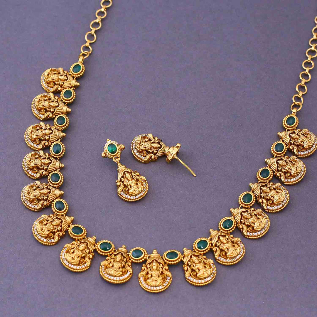 Emerald Gyanadhatri Temple Jewellery Set- New Arrival