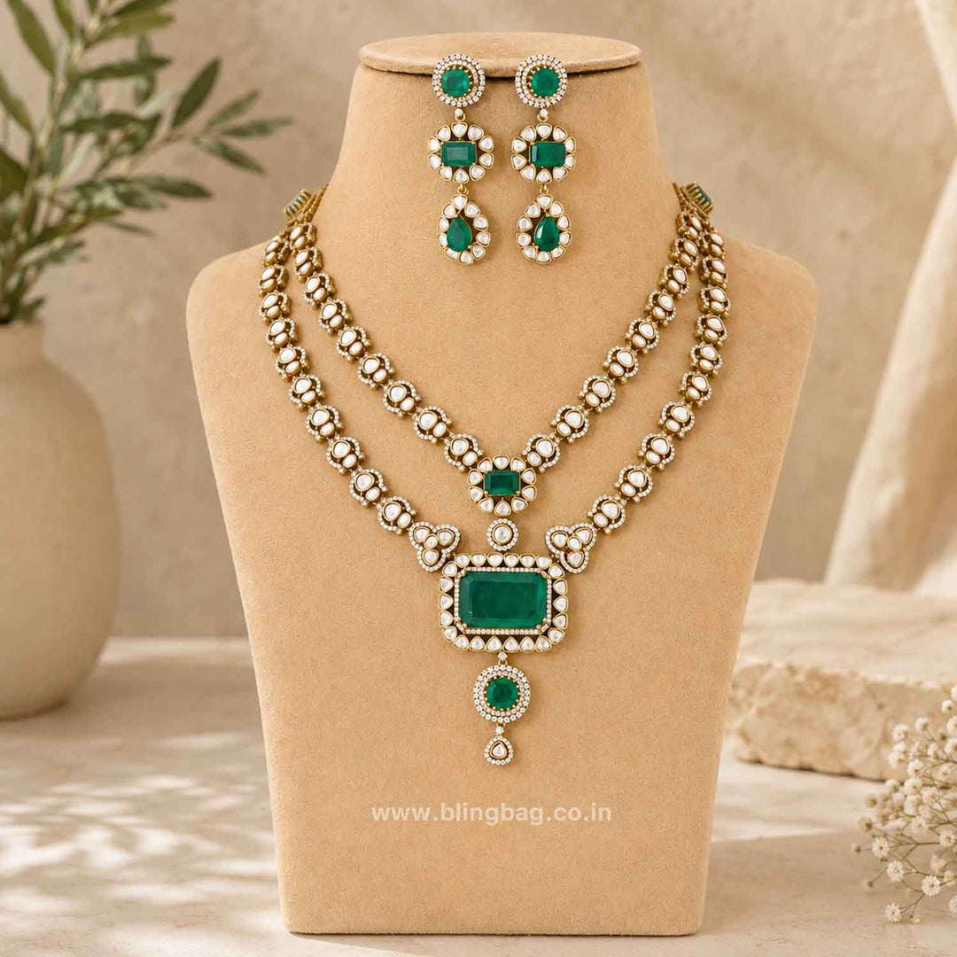 Emerald Halo Victorian Jewellery Set - New Arrival