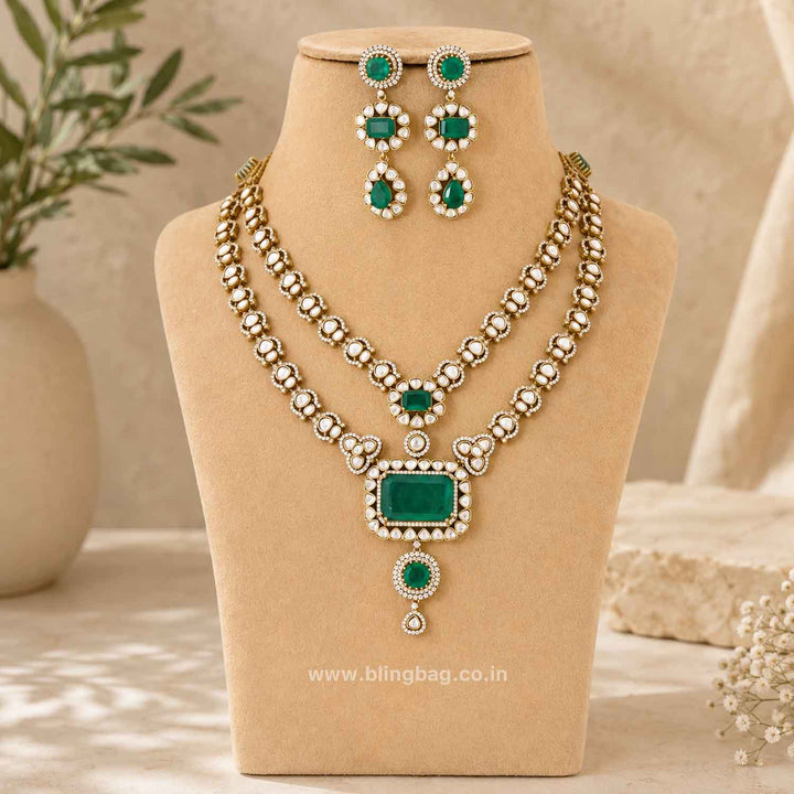 Emerald Halo Victorian Jewellery Set - New Arrival