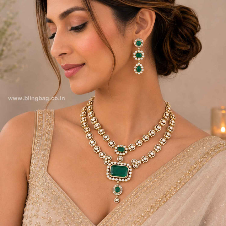 Emerald Halo Victorian Jewellery Set - New Arrival