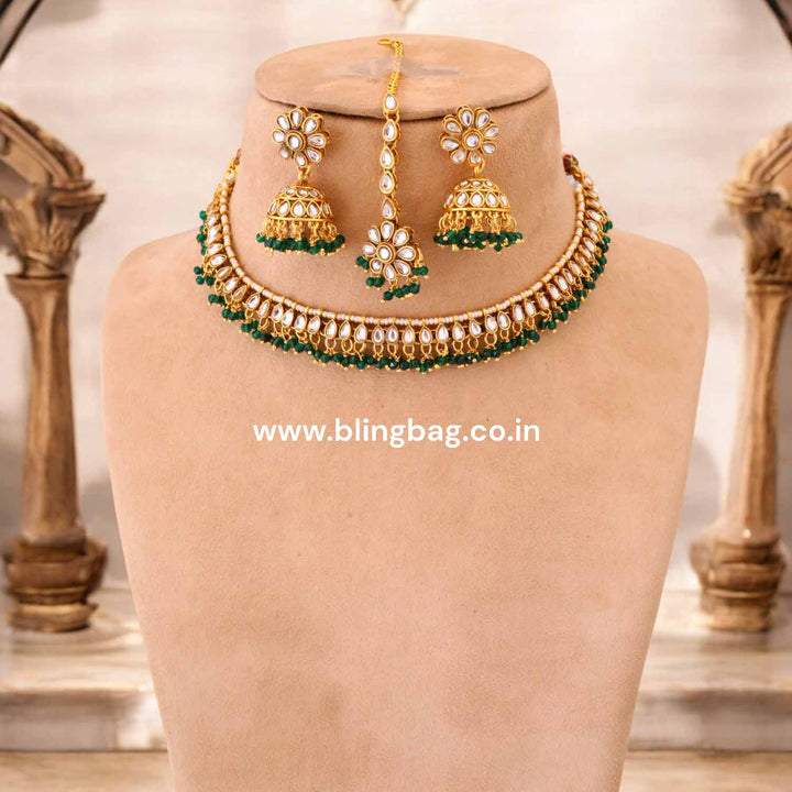 Emerald Heeral Kundan Jewellery Set