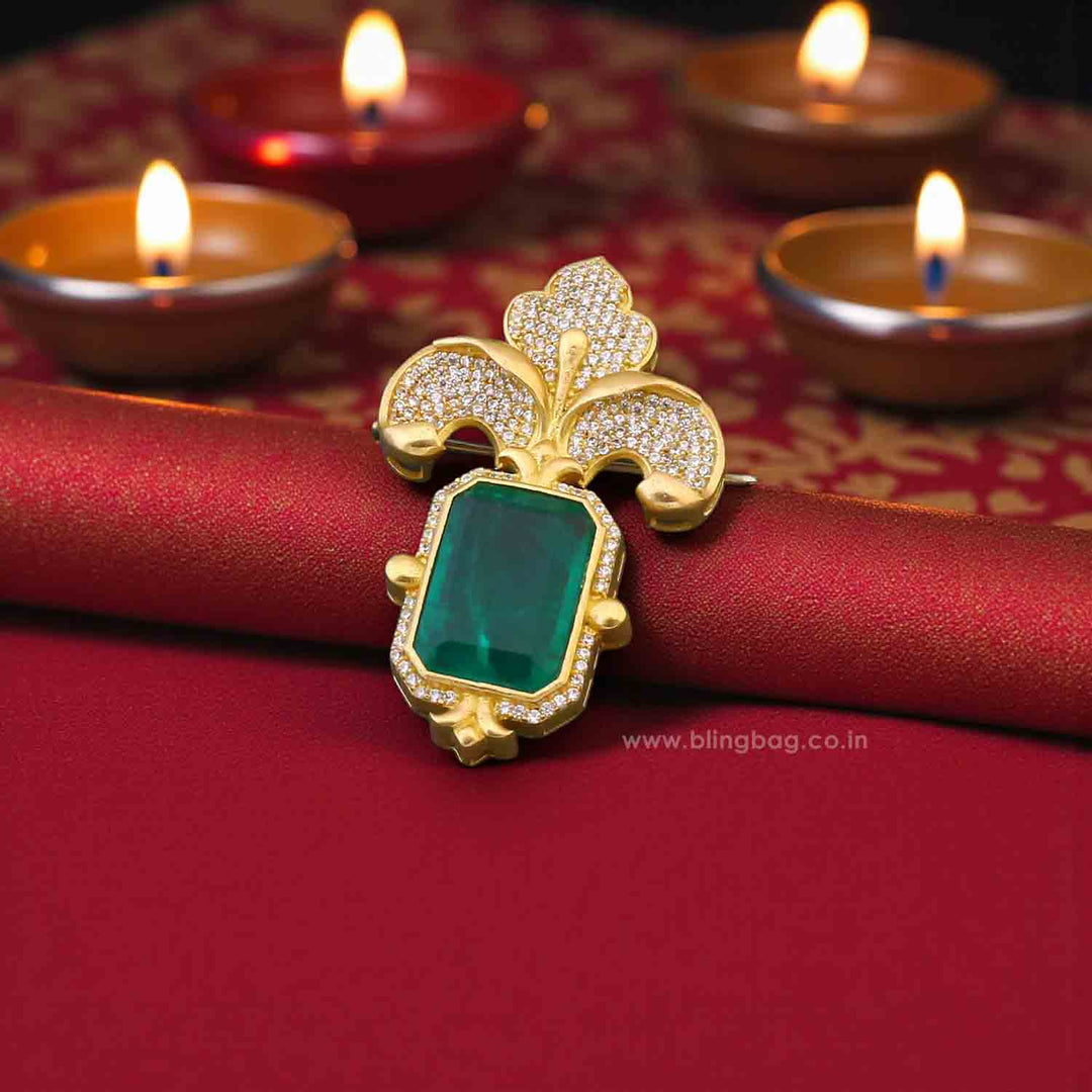 Emerald Honey Comb Brooch