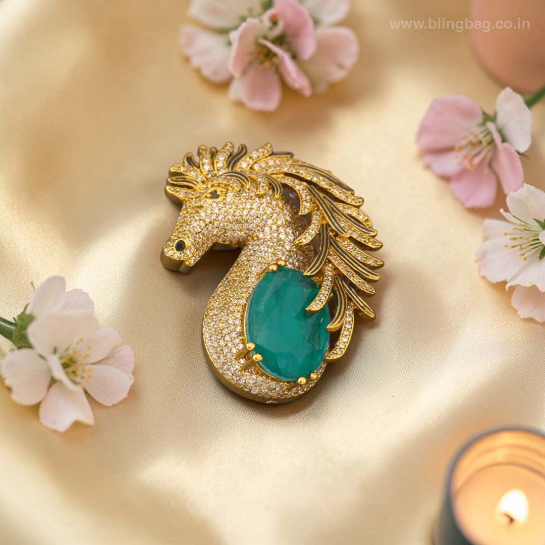 Emerald Imperial Horse Brooch