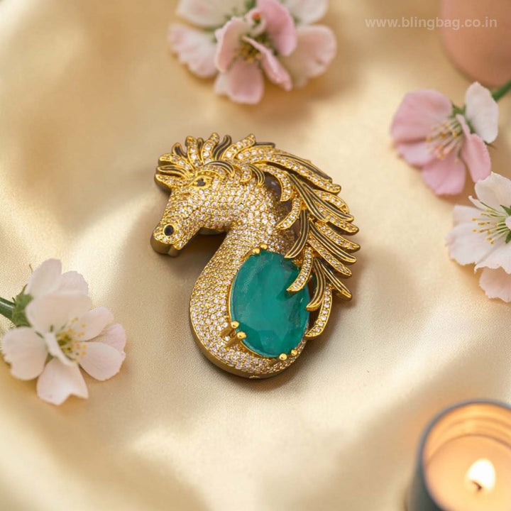 Emerald Imperial Horse Brooch