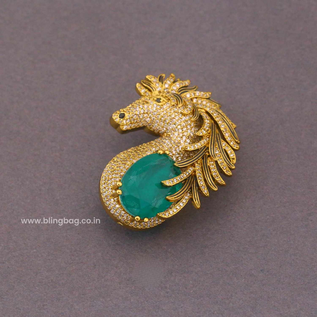 Emerald Imperial Horse Brooch